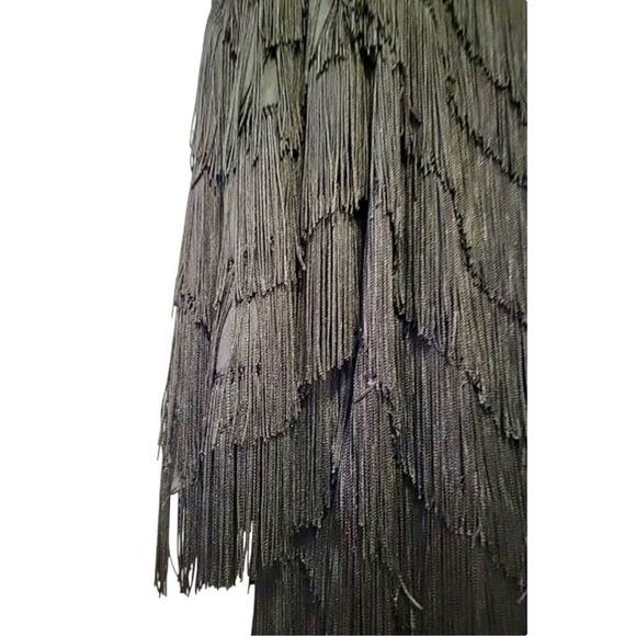 Chez California Vtg Fringe Cocktail Special Occasion Dress Black Sz. 22W Plus - Picture 3 of 5